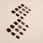 【Press-on Nail】【Short】Wine Red Flash Nail